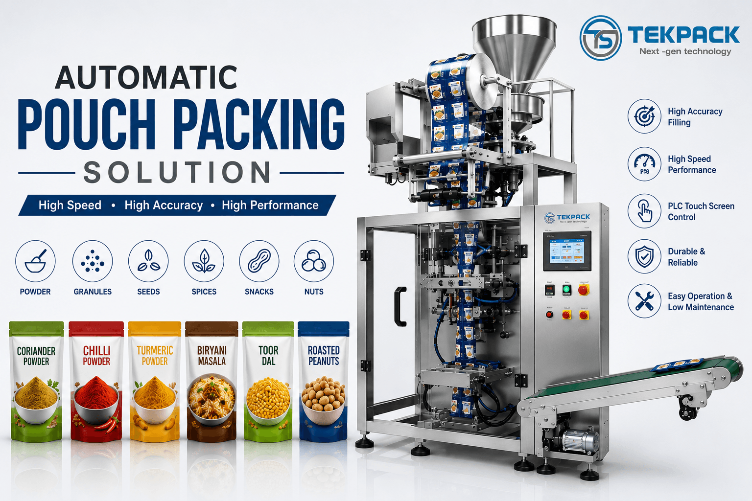 Automatic Pouch Packing Machine Manufacturer in Salem Tamilnadu | TEKPACK